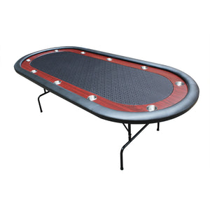English Elm 96" Oval Poker Table Folding Felt Surface Wood Racetrack Rail Stainless Cup Holders Black W2748S00037