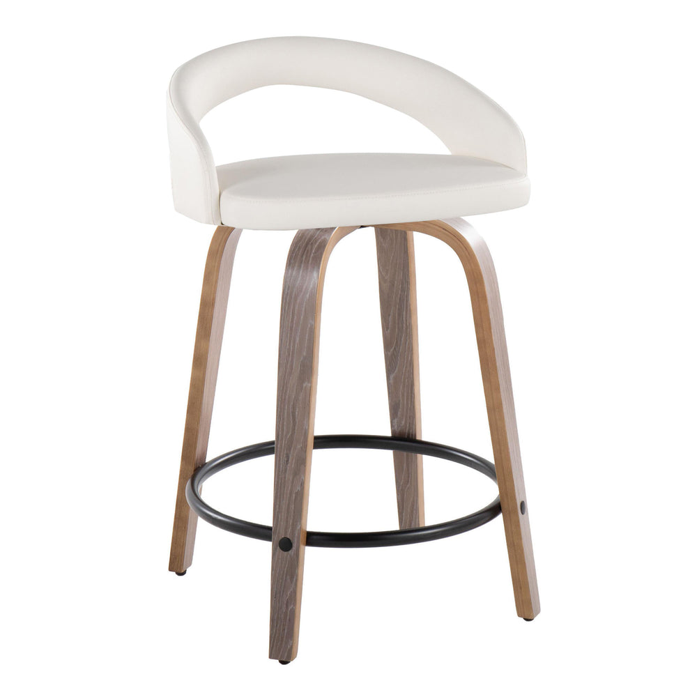 English Elm Counter Stools Set of 2 Swivel Faux Leather Bentwood Kitchen Island Seating B202S01748