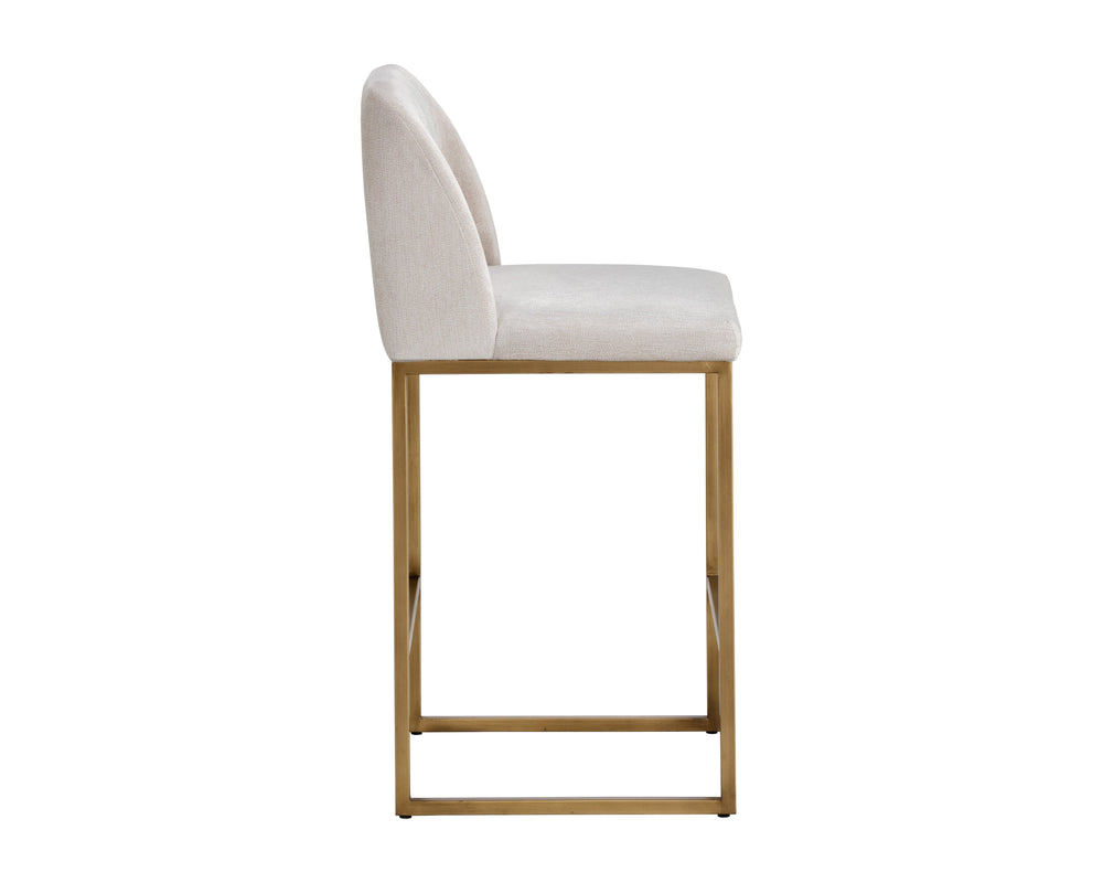Sunpan Nevin Modern Counter Stool - Stylish Comfort with Antique Brass Legs, Perfect for Any Space Polo Club Muslin