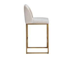 Sunpan Nevin Modern Counter Stool - Stylish Comfort with Antique Brass Legs, Perfect for Any Space Polo Club Muslin