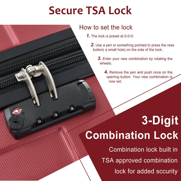 English Elm Hardshell Abs Checked Suitcase with 360 Spinner Wheels Expandable Tsa Lock 28 Inch Red N730P296747J