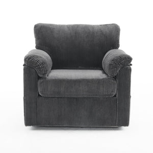 English Elm 33 Inch Oversized Swivel Corduroy Lounge Chair with Plush Chenille Cushioning and Support Springs Grey W1829P265016
