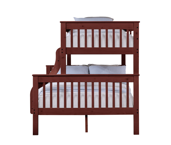 English Elm Marita Cherry Twin/Full Bunk Bed – Durable Pine & MDF, 660lb Capacity, Slat System Included, Right-Ladder B2726S00528