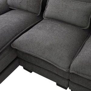 English Elm United We Win U-Shaped Modular Cloud Couch - 4-Seat Chenille Sofa With Double Chaise & Storage Pockets W1568S00215-GIGA