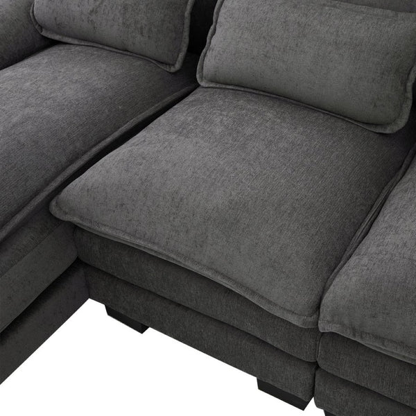 English Elm United We Win U-Shaped Modular Cloud Couch - 4-Seat Chenille Sofa With Double Chaise & Storage Pockets W1568S00215-GIGA