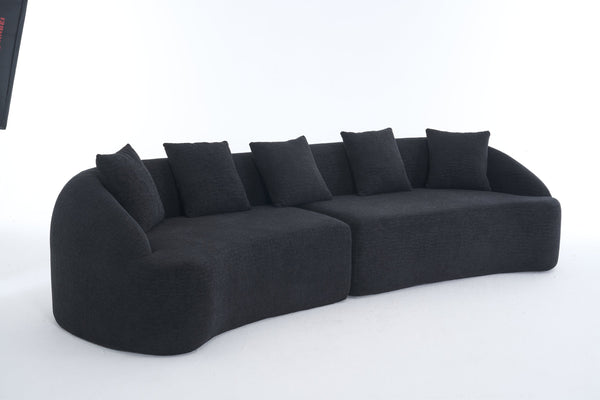 English Elm Compression Foam Curved Sectional Chenille Sleeper Sofa for Modern Living Rooms W2231S00051