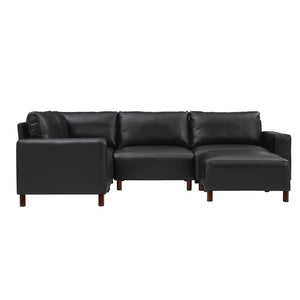 English Elm Modern Five Piece Modular Sectional with Ottoman Pu Leather Living Room Sofa Set Black W1097S00267