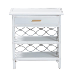 English Elm Bohemian Woven Rattan Nightstand with Geometric Drawer for Organic Bedroom Styling B2750P467859