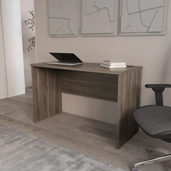 English Elm Dark Gray Walnut Minimalist Home Office Desk with Cable Management, Sleek Rectangular Design, Ample Storage Space for Clutter-Free Workspace B062P290271