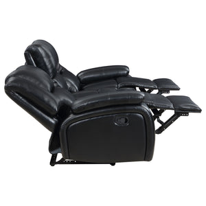 English Elm Elodie Black 2-Piece Reclining Sofa Set with Tufted Faux Leather, Pillowtop Arms & Plush Legrests B062S01113