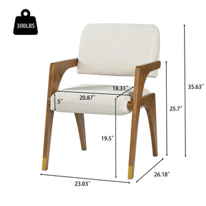 English Elm Mid-century Modern Dining Arm Chairs Rubber Wood Splayed Legs Upholstered Set of 2 N768P446218W