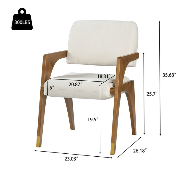 English Elm Mid-century Modern Dining Arm Chairs Rubber Wood Splayed Legs Upholstered Set of 2 N768P446218W