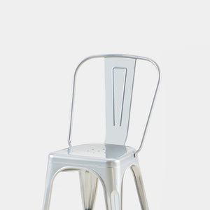 English Elm Set Of 2 Stackable High-Gloss Silver Metal Dining Chairs For Indoor/Outdoor Use - Modern & Durable B347P383377-GIGA