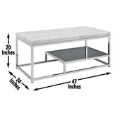 Steve Silver Aston White Marble Coffee Table - Sleek Design, Chrome Base