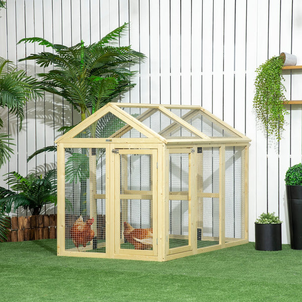English Elm Pawhut Fir Wood Outdoor Chicken Run Modular Weatherproof Backyard Enclosure for Small Flocks W2225P200518