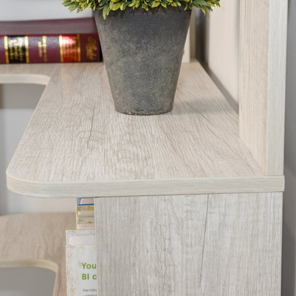 English Elm 90cm L-shaped Corner Bookcase Five Tier Open Shelving Unit for Home Office W2899P444149