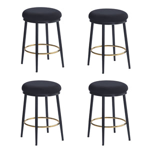 English Elm Christopher Knight Home® - 24.75'' Modern Counter Stools Set Of 4 - Chic Black Velvet & Iron Frame With Gold Footrest For Style! N780P189729B-2