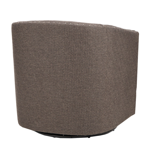 JLA Home Madison Park - Upholstered Swivel Barrel Chair with Nailheads and 360° Metal Base, Plush Foam Cushion, Versatile Elegance Chocolate MP103-0481
