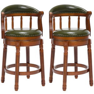 English Elm Cow Leather Swivel Barstool Solid Hardwood Frame Contoured Back for Kitchen W2195P414773