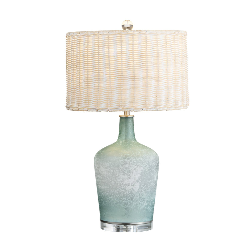 Crestview Collection 28"H Coastal Elegance Glass Table Lamp With Ombre Blue Finish, Crystal Base & Textured Shade   Cvazbs120