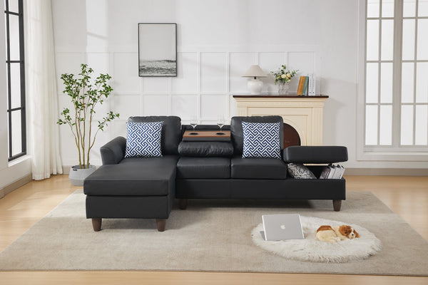 English Elm Hidden Compartment Modular Sectional with Pull Out Drawer and Coordinated Accent Pillows B2730S00065
