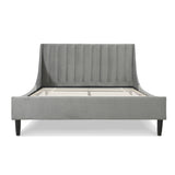 English Elm Aspen Vertical Tufted Modern Headboard Platform Bed Set, Queen, Opal Grey Velvet