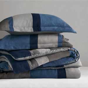 JLA Home Comfort Spaces - Pieced Faux Suede Comforter set with pieced stripe texture, plush year‑round warmth and easy care 90 L x 66 W x 1.5H AM10-0025