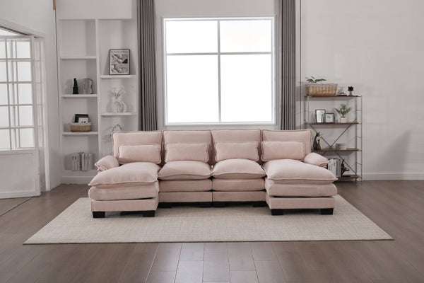 English Elm United We Win U-Shaped Modular Cloud Couch, 110" Chenille Sectional With Memory Foam & Storage W1568S00236-GIGA