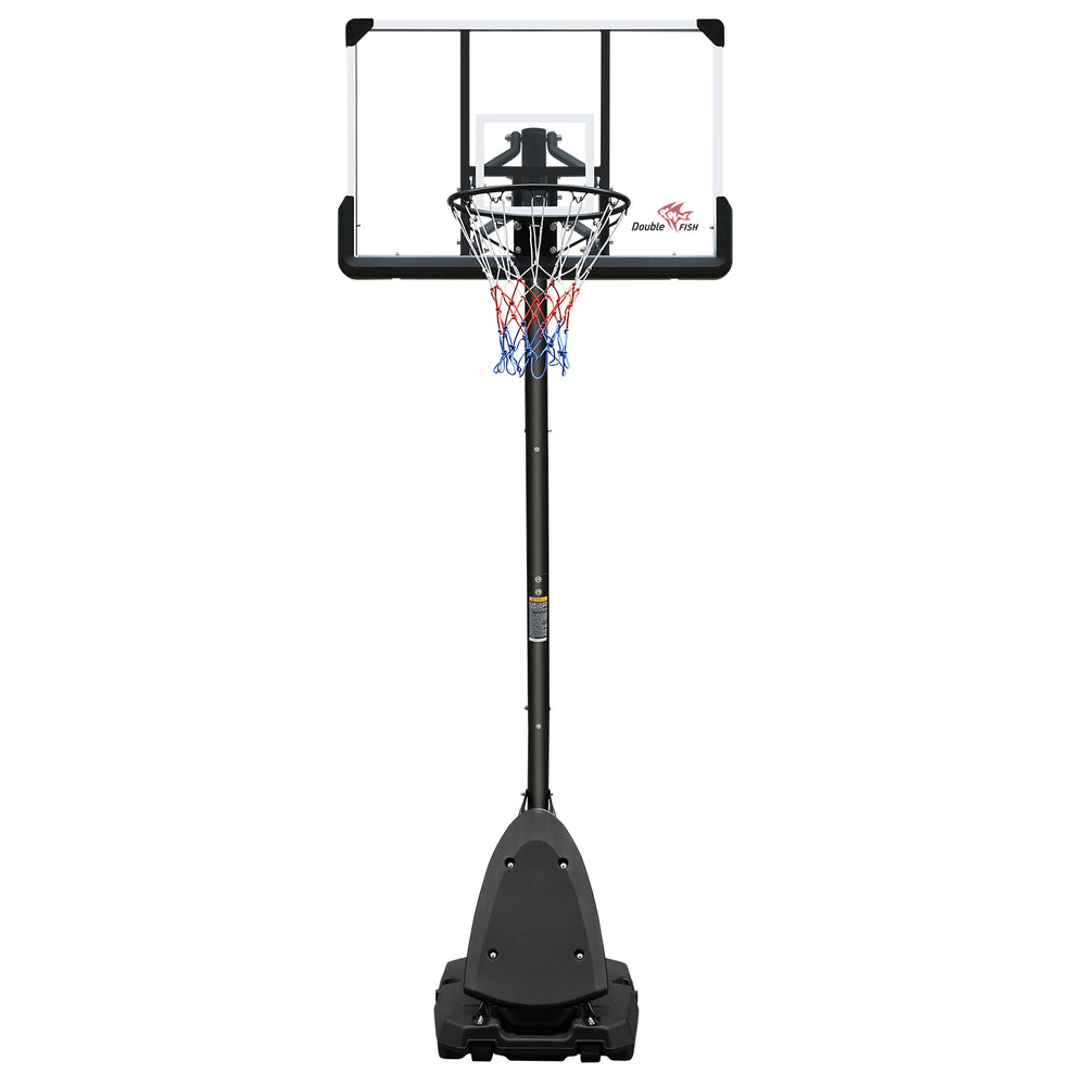English Elm Double Fish Portable Basketball Hoop 44 Inch Backboard Adjustable Height with Wheeled Base W3087P251062