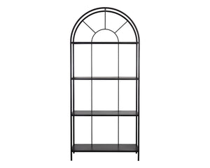 Sunpan Alcove Bookcase - Elegant Arched Design with Four Shelves, Crafted from Durable Steel Frame, Unique Style Black