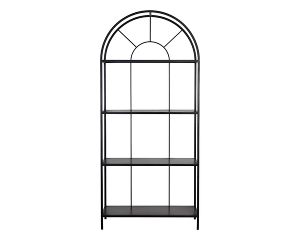 Sunpan Alcove Bookcase - Elegant Arched Design with Four Shelves, Crafted from Durable Steel Frame, Unique Style Black