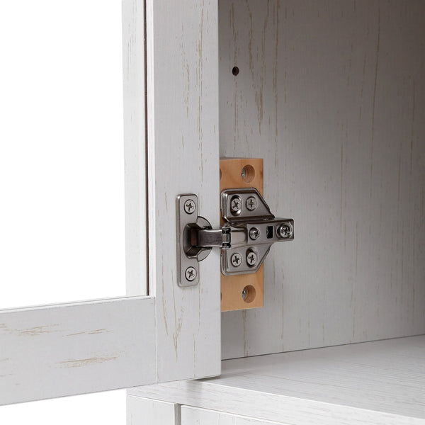 English Elm K&K 71" Arched Kitchen Pantry Cabinet with Glass Doors, Adjustable Shelves, Soft-Close Drawers White N707P288972W