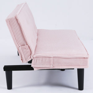 English Elm This 66-inch corduroy sofa bed with button-back design, sturdy wood frame, comfy sponge cushions, 500lb capacity Pink W3371P311451