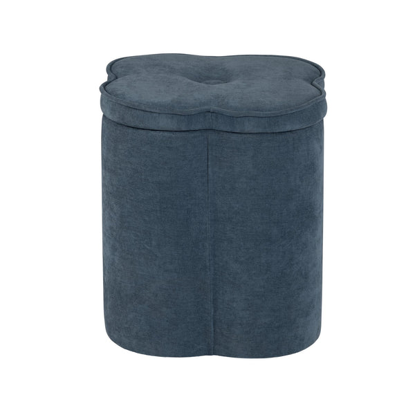 Crestview Collection Modern Seafoam Chenille Ottoman With Hidden Storage And Floral Design For Stylish Living Spaces Navy Solid Wood Evfzr4341nvy