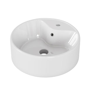English Elm Bathroom Ceramic Vessel Sink Round Glossy White Bowl Above Counter Vanity Basin W3151P266231