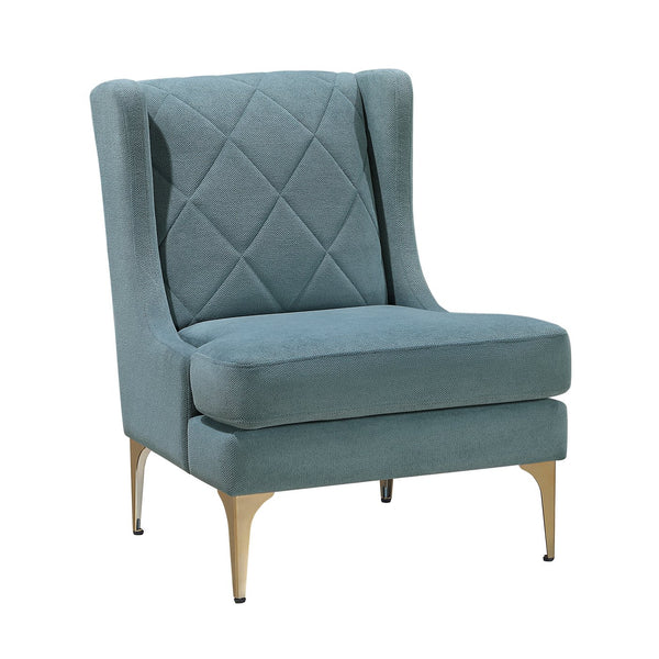 English Elm Modern Luxury Chenille Upholstery Wingback Accent Chair with Diamond Stitching, Gold Metal Legs and Reversible Cushion for Durable Comfort and Style Blue 32.5 L x 28 W x 19 H B011P308539