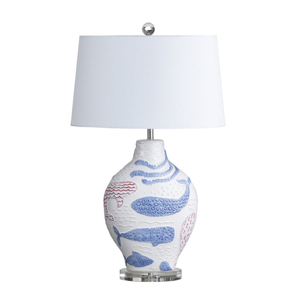 Crestview Collection 31.5"H Coastal Charm Ceramic Table Lamp Set With Sea Creatures, 3-way Socket & Crystal Base, 2pcs   Cvazp106