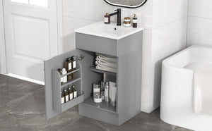 English Elm [video] Compact Sage Green Bathroom Vanity with Ceramic Sink Soft Close Cabinet Grey N759P237932E