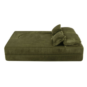 English Elm Queen Foldable Sofa Bed with Plush Chenille Cover, High-Density Foam Convertible Futon for Living Room Guest Room Bedroom Green W1829P348207