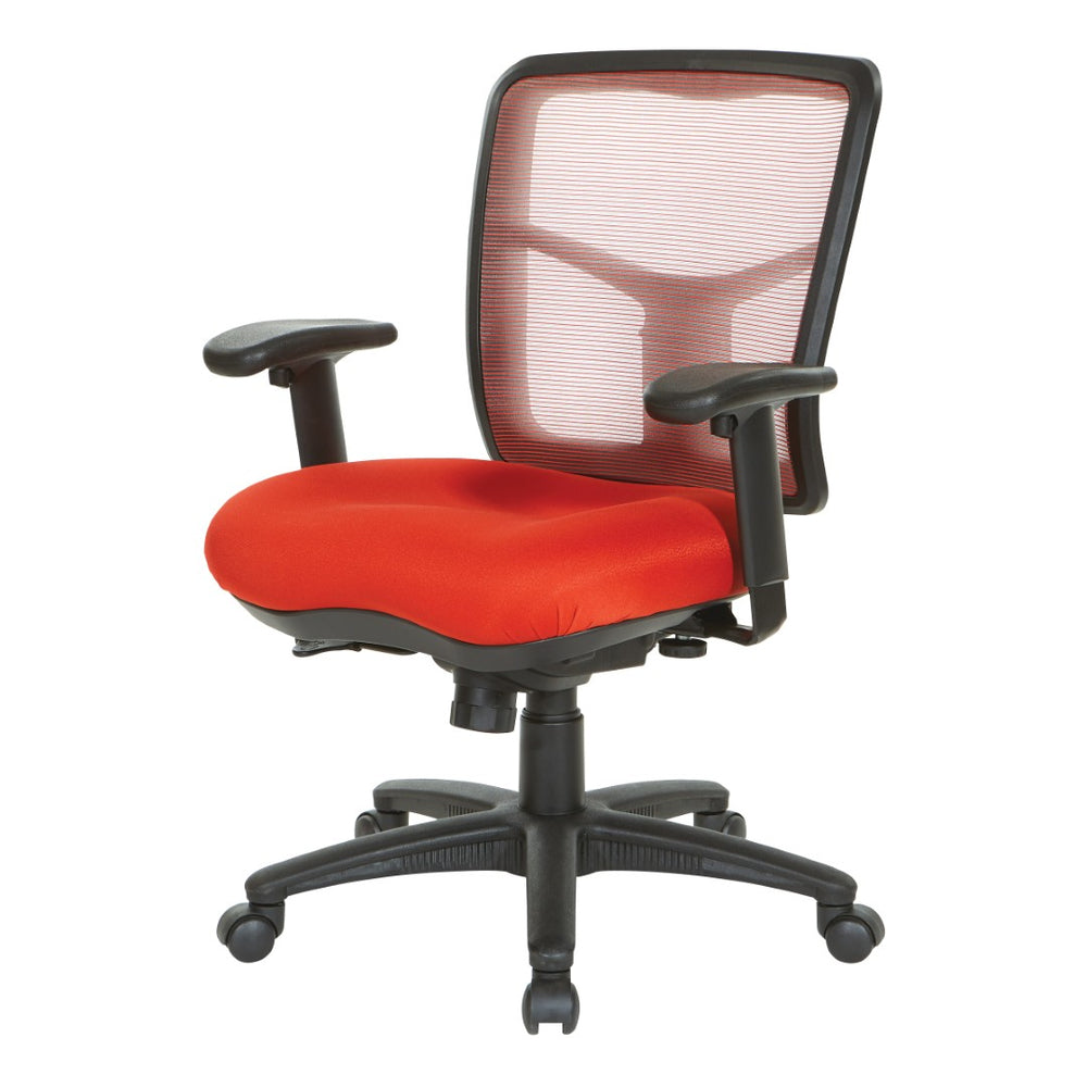 OSP Home Furnishings Red Air Mist Mesh Back Ergonomic Office Chair with Lumbar Support and Synchro Tilt Control 92555-9276