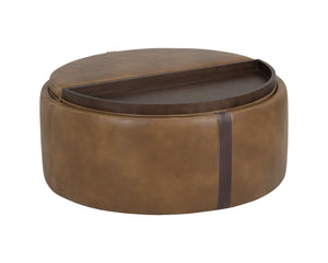 Sunpan Borelli Modern Wheeled Storage Ottoman with Retro Charm and Multifunctional Design for Any Space Tobacco Tan / Autumn Chestnut