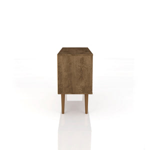 English Elm Liberty 43" TV Stand with Splayed Solid Wood Legs, Wire Management, Open Shelves & Concealed Storage Brown+Yellow B365P398343