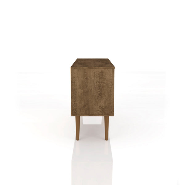 English Elm Liberty 43" TV Stand with Splayed Solid Wood Legs, Wire Management, Open Shelves & Concealed Storage Brown+Yellow B365P398343