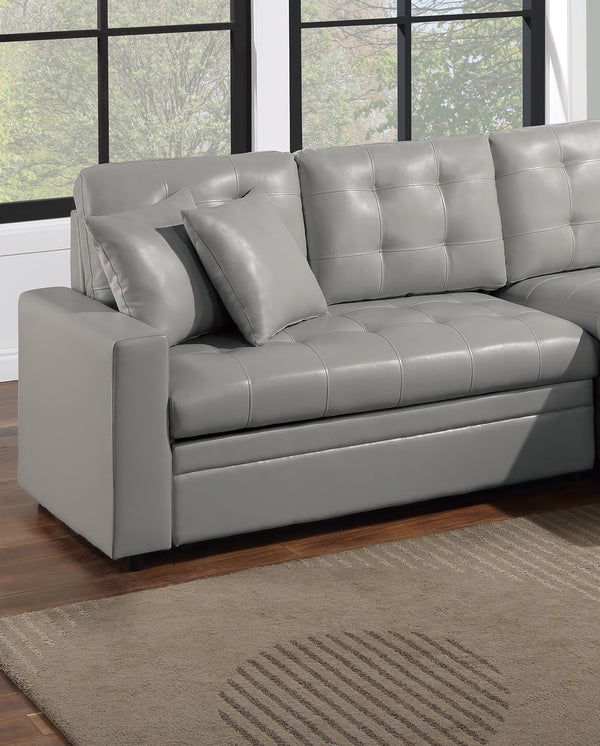 English Elm Light Gray Convertible Sectional Sofa with Pull-Out Bed, Reversible Storage Chaise, Tufted 2PC Set B011S01025