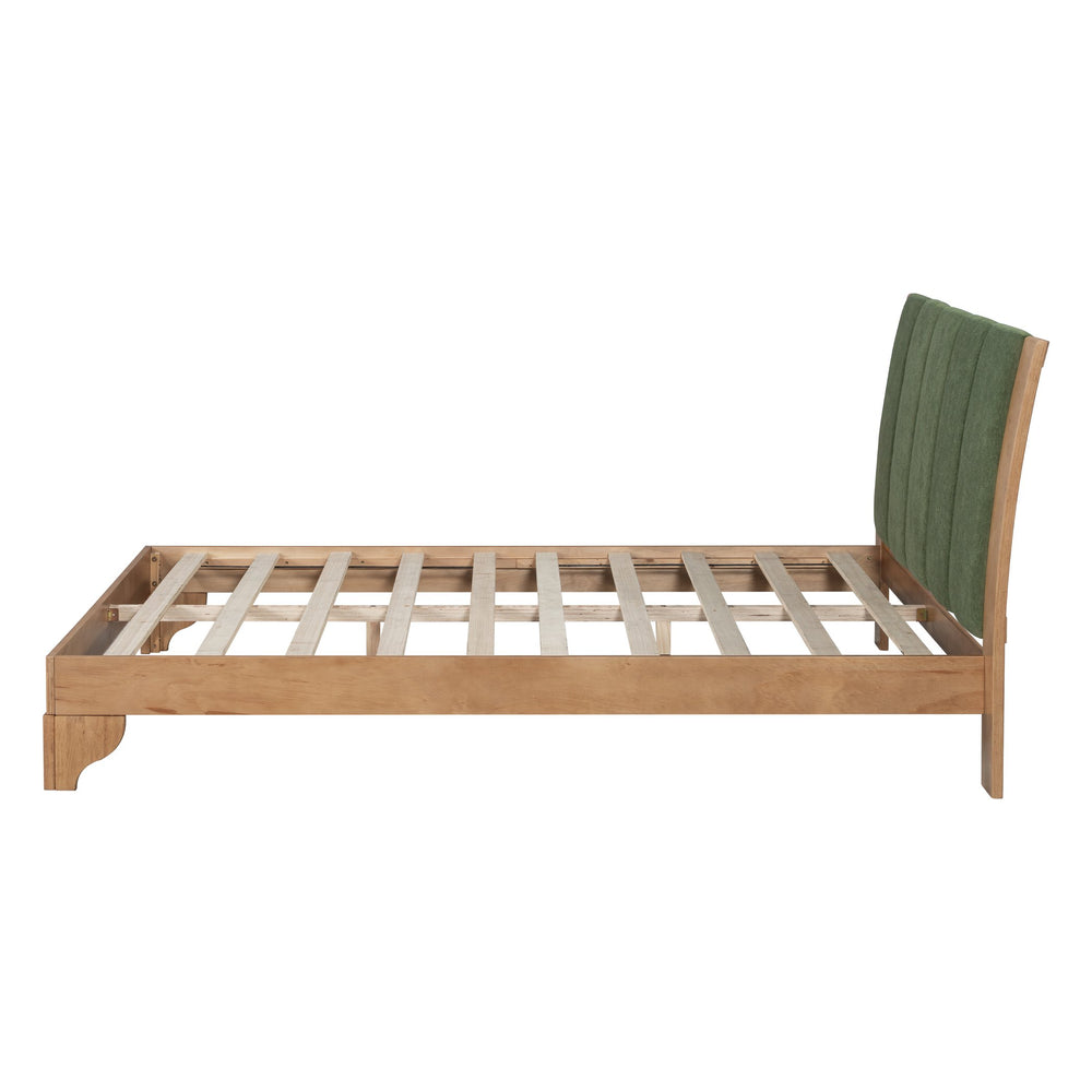 English Elm Christopher Knight Home® - Premium Pine Wood Queen Bed Frame With Upholstered Headboard - Mid-Century Modern Style & Durability N770P345991N_N770P345992N