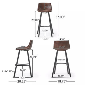 English Elm Christopher Knight Home® - Set of 2 Dax Faux Leather Barstool Brown with Faux Snakeskin Stitching, Cushioned Seat & Steel Legs 57582.00