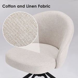 English Elm Swivel Linen Armchairs Set of 2 with 360 Rotation Matte Black Legs Modern Dining T3623P432025