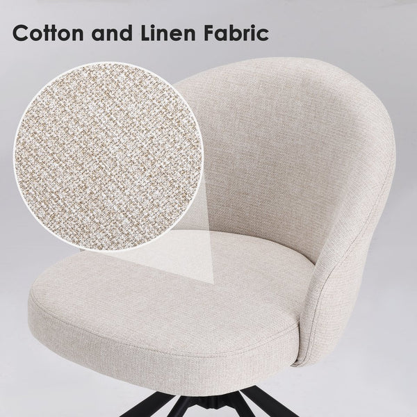 English Elm Swivel Linen Armchairs Set of 2 with 360 Rotation Matte Black Legs Modern Dining T3623P432025