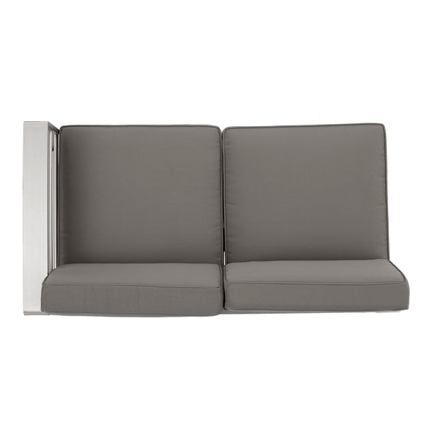 English Elm Cape Coral Outdoor Sectional Sofa Set with Aluminum Frame and Glass Top Coffee Table 57589.00