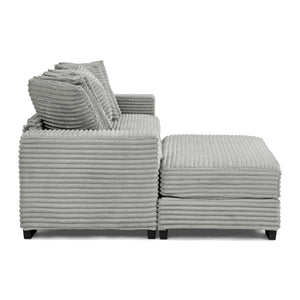 English Elm Corduroy Stylish Modular Sleeper Sectional Sofa – Gray Tufted Design With Versatile Footrests & Easy Assembly W487S00341